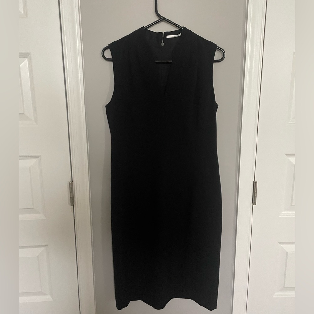 Black Midi Dress with V Neckline